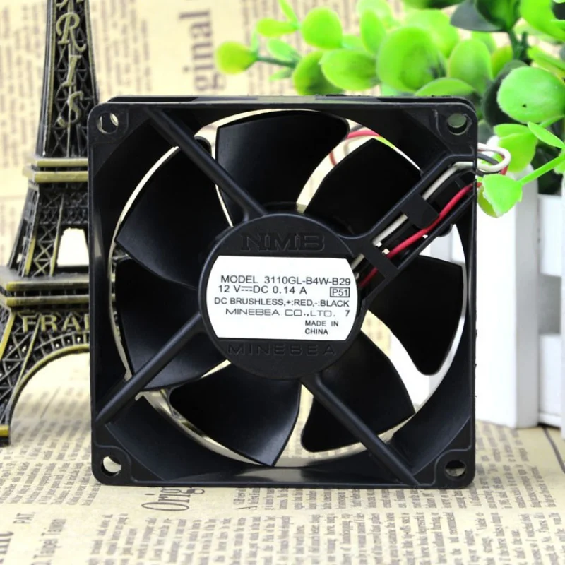 3110GL-B4W-B29 12V 0.14A 8CM 8025 3-Wire Cooling Fan 3110GL B4W B29