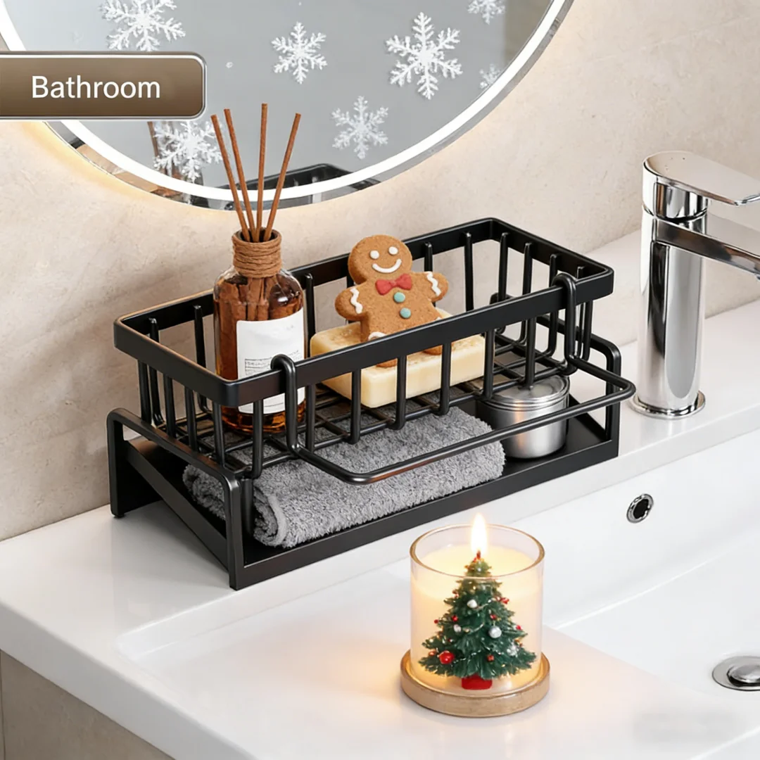 

Carbon Steel Organizer Rack 25x13cm, for Kitchen Sink. Drying & Storage, Sturdy Build