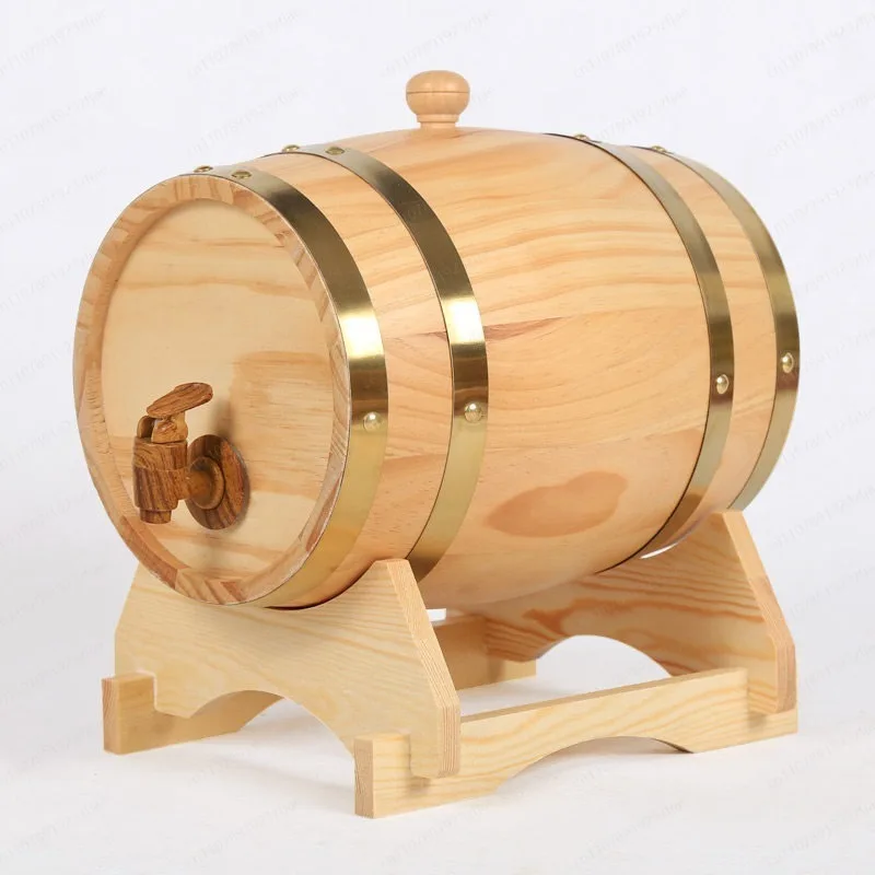 Solid Oak Wood Wine Barrel for Home Use, Red Wine Aging Storage Keg, Handcrafted Wooden Cask 【Color Optional, Without Stand】
