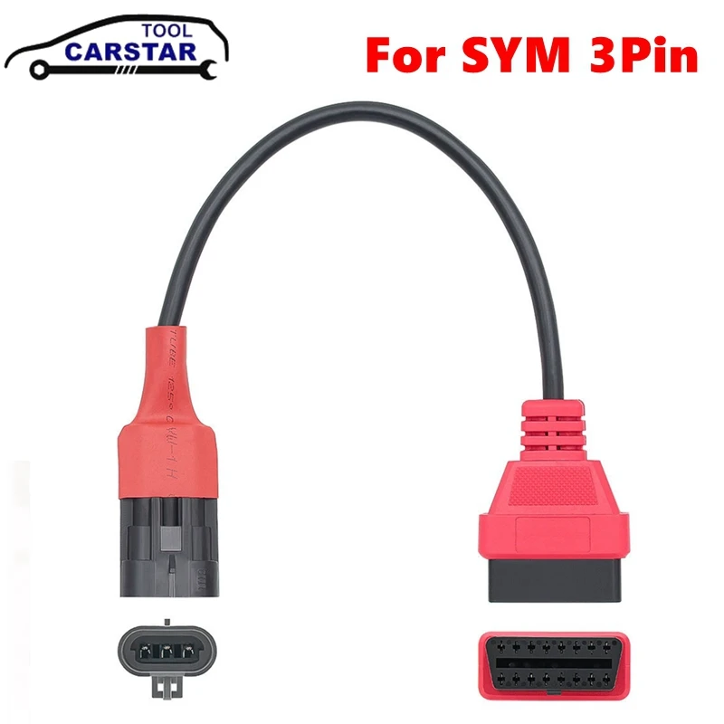 Przedłużacz diagnostyczny OBD do SYM 3-pin na OBD2 16-pin Adapter diagnostyczny OBD 2 Skaner Motocyklowy Przedłużacz
