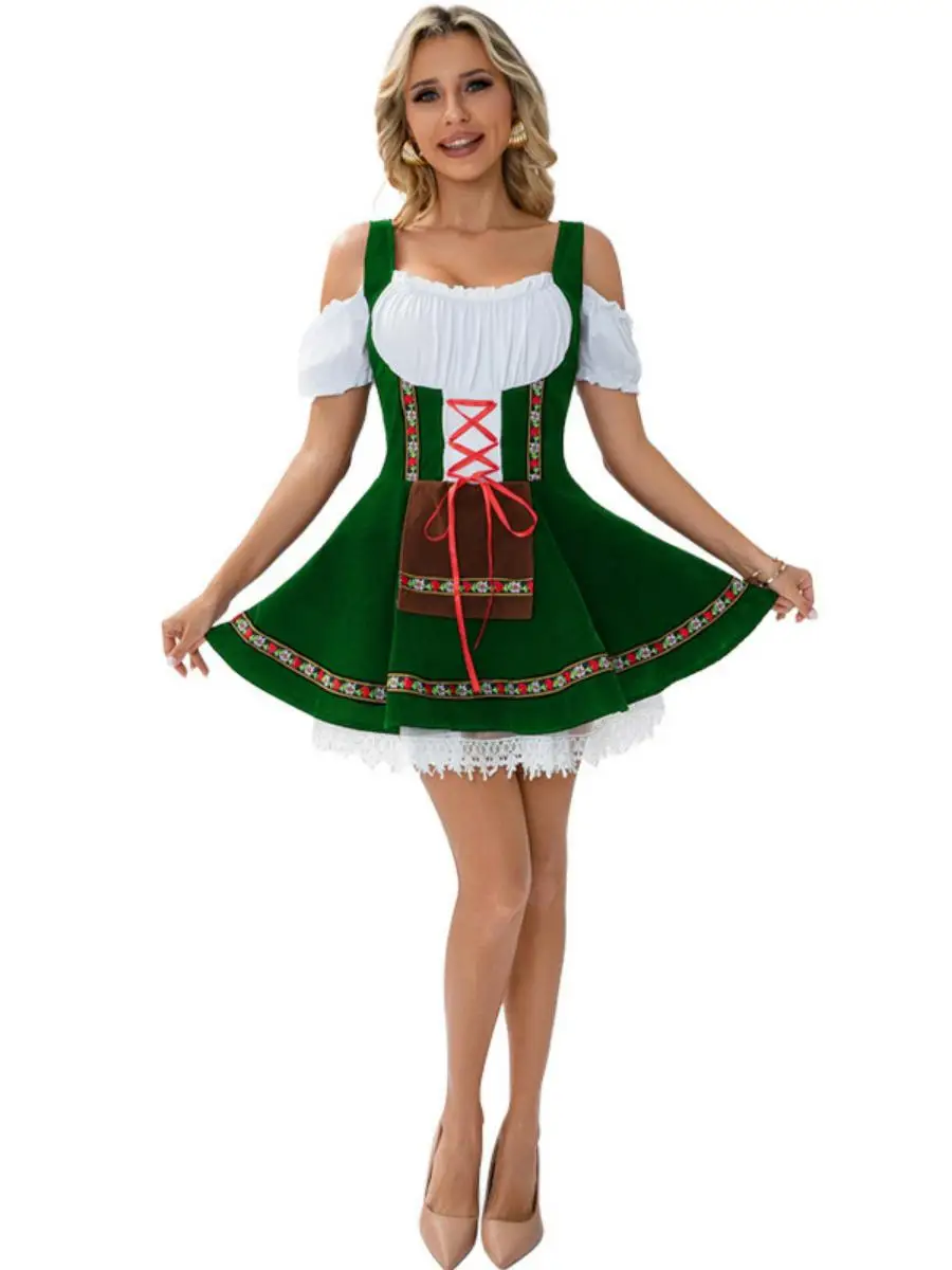 جديد loween Barmaid Dr حجم كبير مهرجان البيرة زي الملابس النسائية المرحلة العرقية زي مادة البوليستر