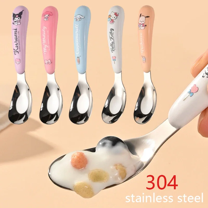 

Sanrio Hello Kitty Melody Spoon 304 Stainless Steel Dinnerware Cartoon Cute Coffee Spoon Ice Cream Milk Kid Spoons Kitchen Tools