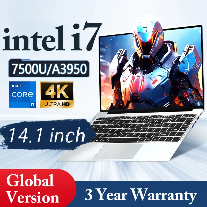 

2025 Офисный ноутбук Windows 11 Intel Core i7-7500U/intel Atom x7 A3950 14,1-дюймовый ноутбук 1920*1080P 12 ГБ ОЗУ 1/2 ТБ SSD