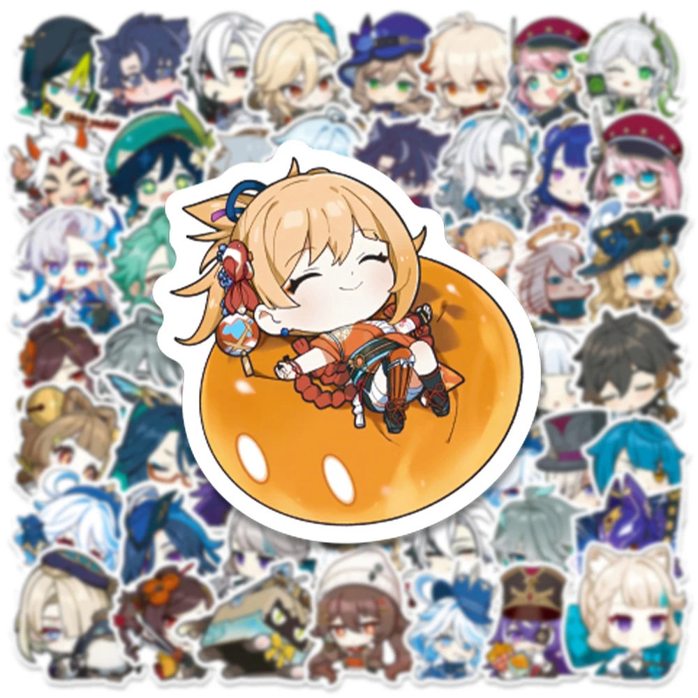 

10/30/50pcs Cartoon Genshin Impact Anime Stickers Game Decals Decorative Skateboard Luggage Notebook Waterproof Cute Sticker Toy