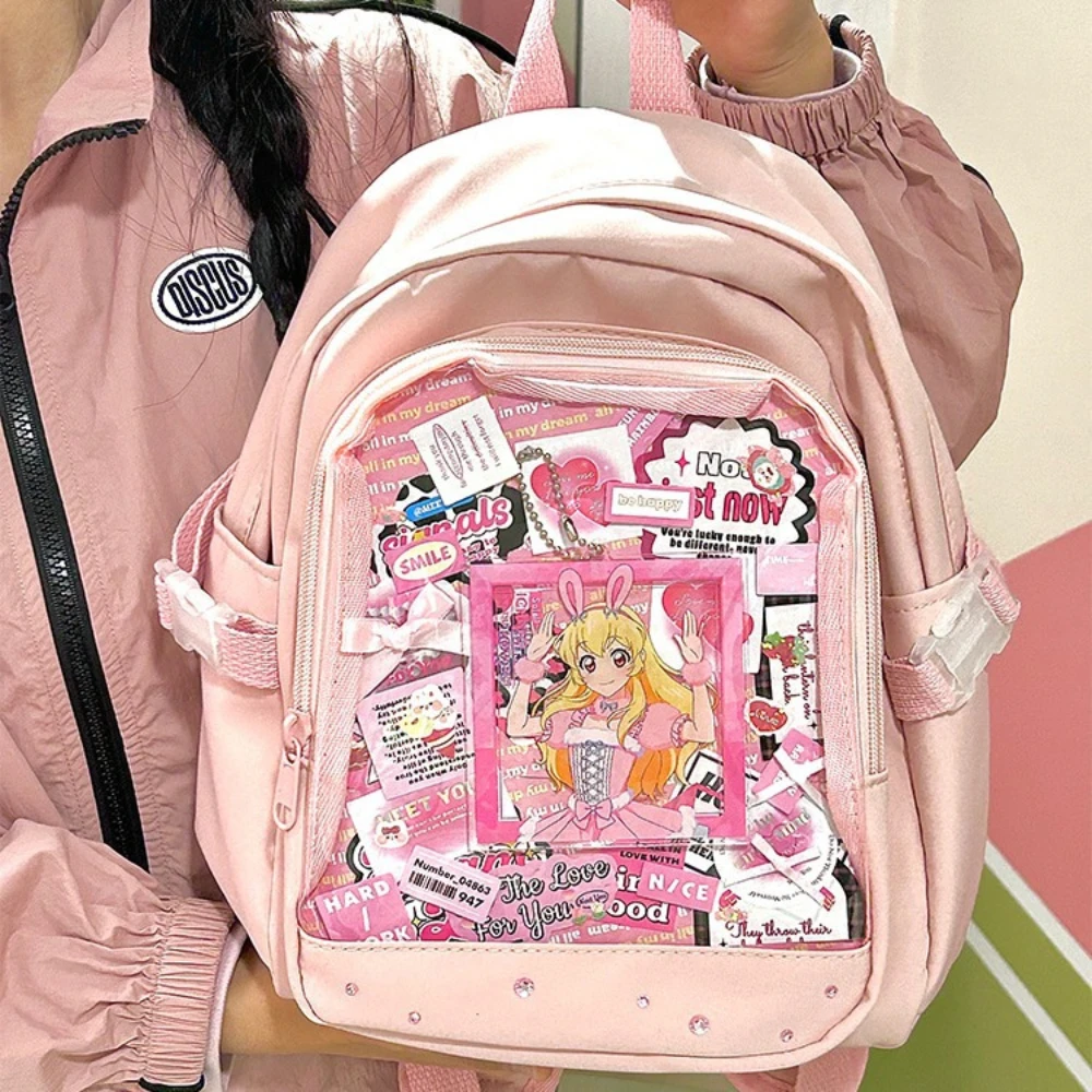 شارة شريطية شفافة يومية، حقيبة ألم منخفضة الشهية ثنائية الأبعاد، حقيبة مدرسية للطلاب، حقيبة ظهر كاجوال متعددة الاستخدامات لطلاب الجامعات