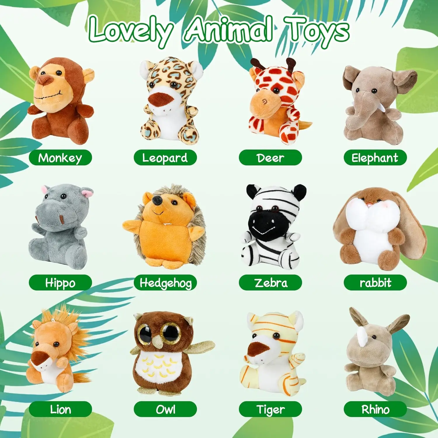 12-36 PCS Small Safari Stuffed Animals 3