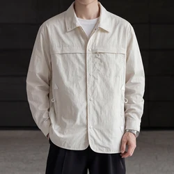 Spring Summer Outdoor Lightweight Quick Dry Jacket Men Streetwear Loose Casual Long Sleeve Cargo Shirt Jacket Coat Outerwear