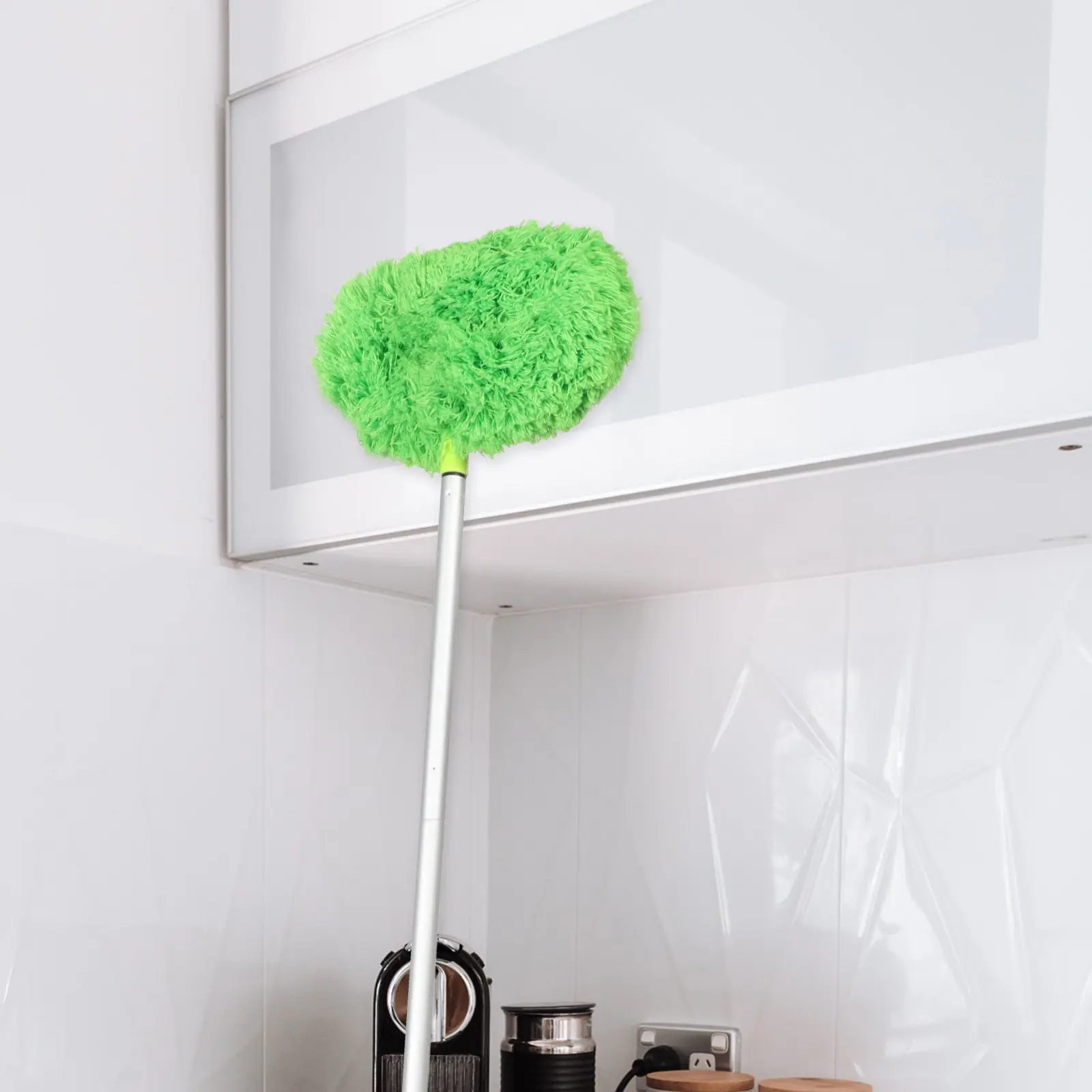 

Extension Pole Duster for High Ceilings Cobweb Remover with Aluminum Alloy Handle and PP Fiber Bristles for Home Car Office