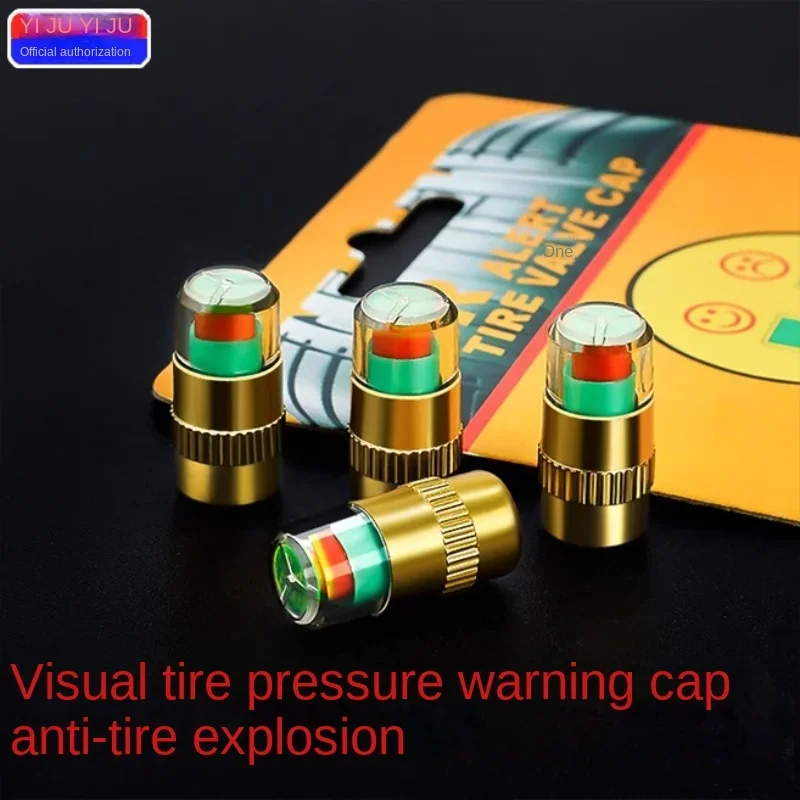 Car Tire Valve Cap Pressure Monitoring Car Tire Pressure Indicator Tire Pressure Gauge Indicator Alert Monitoring Valve Copper