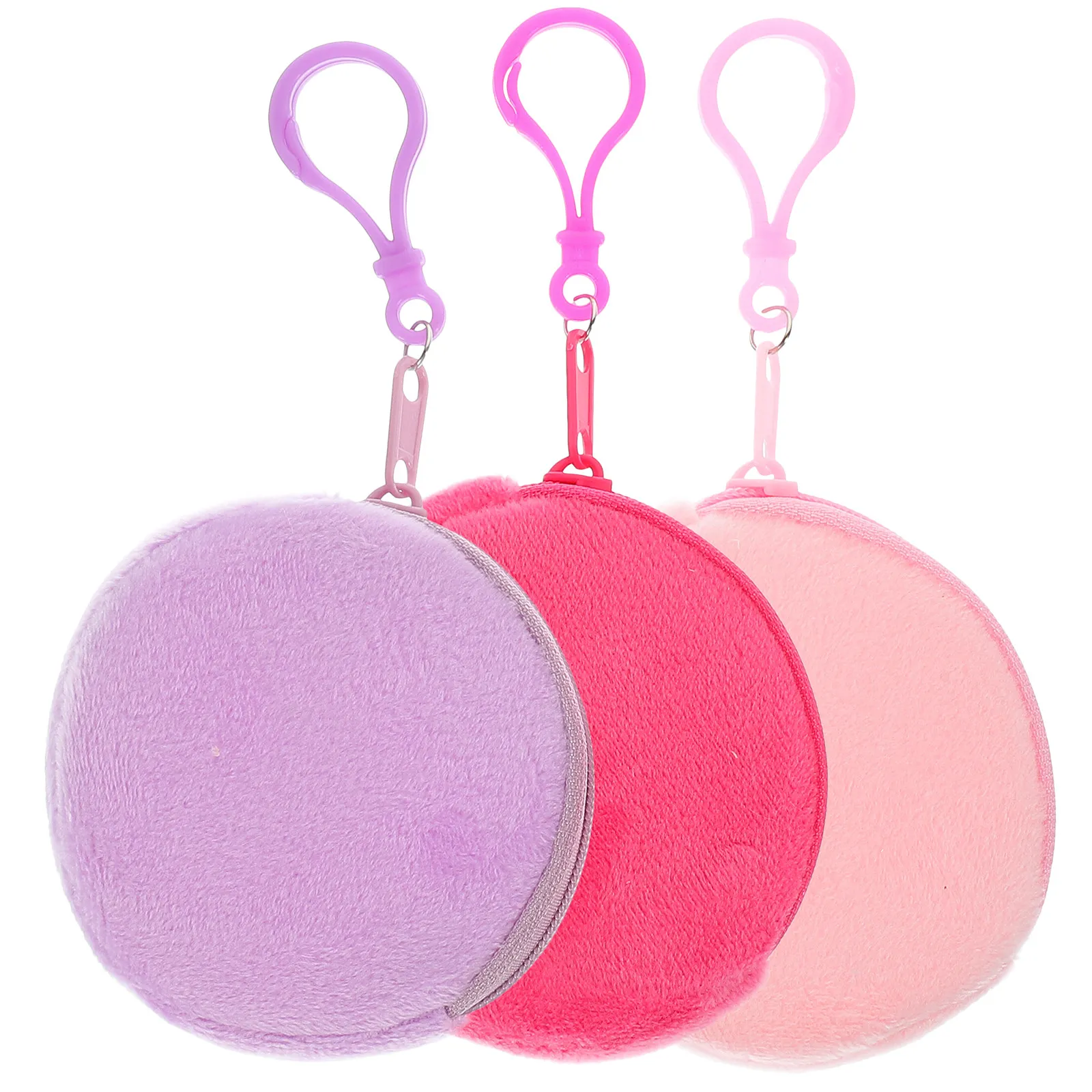 

3Pcs Soft Coin Purse Small Round Change Purse Zipper Pocket Key Earphone Case Compact Bag for Women Girls Earphone Case