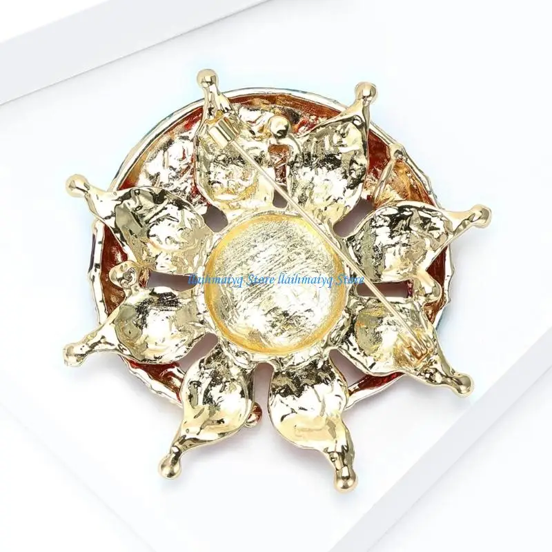 

573B Elegant Sun Moon Brooch Artistic Folded Texture Jewelry Unisex Stainless Steel Pin For Formal Outfits