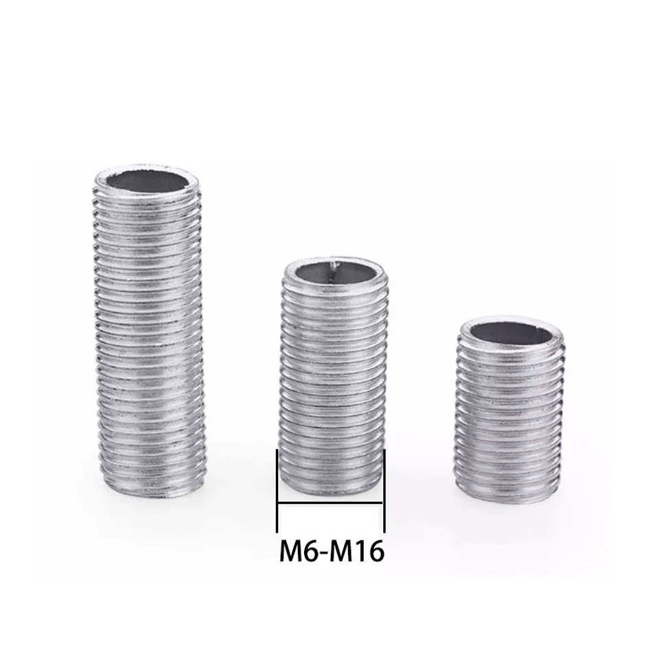 3Pcs M6 M8 M10 M12 M14 M16 Full tooth Hollow Screw Rod Tooth Fine tooth Connection Tube Lamp Head Connection Thread Tooth Tube