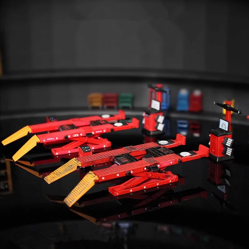 Accessoire de scène de garage 1:64, ensemble d'outils de réparation automobile, modèle de voiture, alignement des roues, scènes d'atelier de mécanique, miniatures DIY
