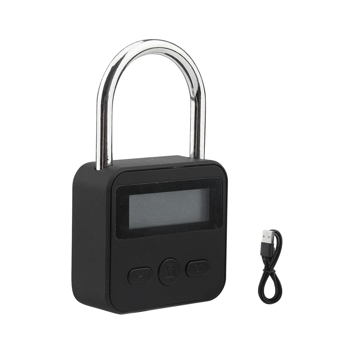 

Metal Timer Lock, LCD Display Multi-Function Electronic Timer Lock, 99 Hours Max Timing, USB Rechargeable (Black)