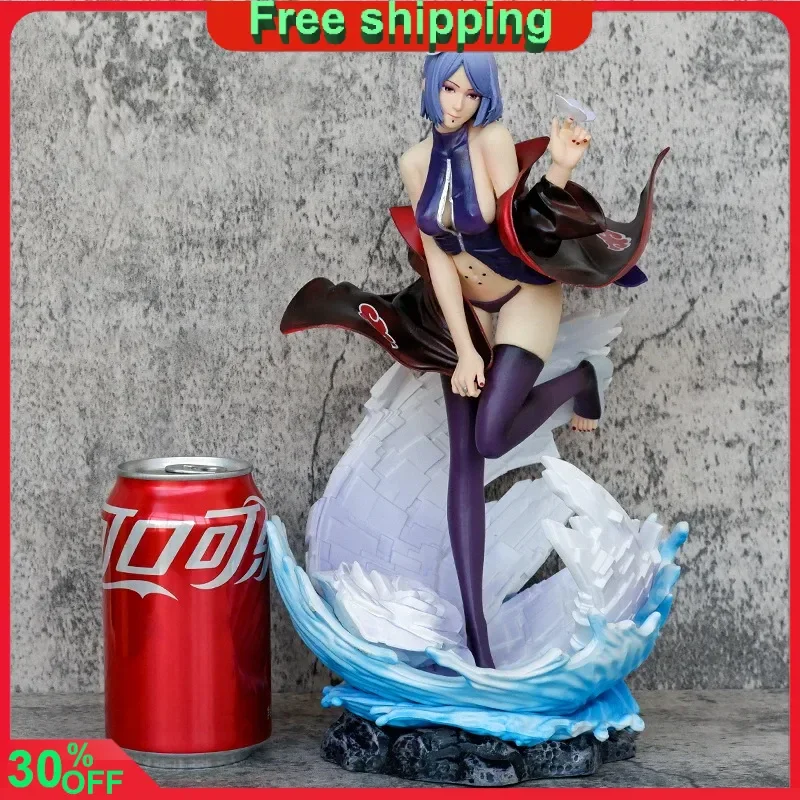 29cm NARUTO Anime Anime Figure Akatsuki Konan Battle Damage Statue GK Kawaii Action Figure Collection PVC Model Doll Gift Toys