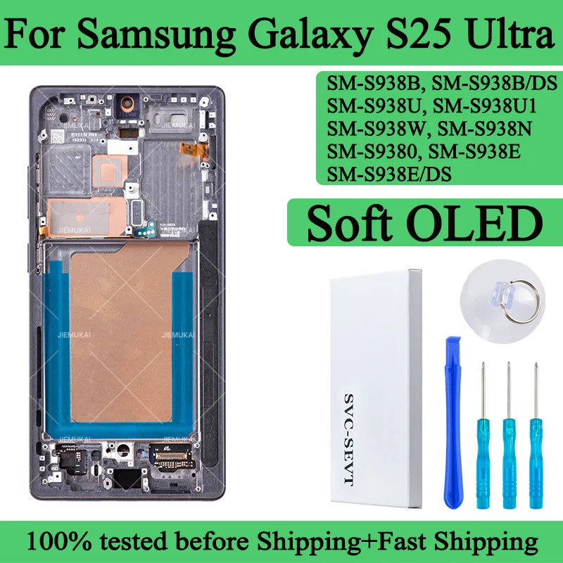 100% Tested AMOLED For Samsung Galaxy S25 Ultra LCD Display Touch Screen Digitizer Panel Assembly For Samsung S25 Ultra Display