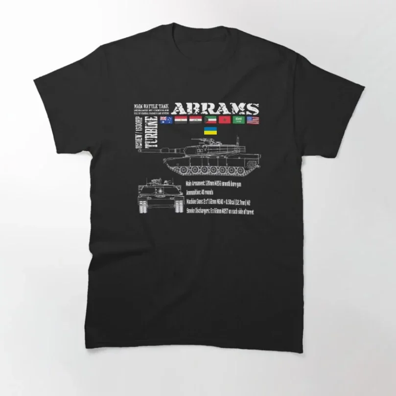 

American Abrams M1A1 M1A2 Main Battle Tank T-Shirt 100% Cotton O-Neck Summer Short Sleeve Casual Mens T-shirt Size S-3XL