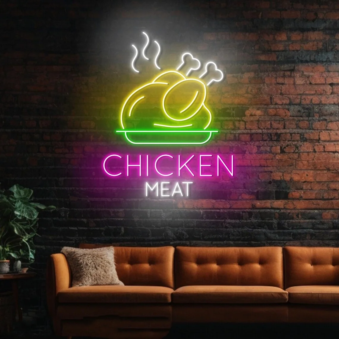 

Куриное мясо Неоновая вывеска Куриный мясной магазин Светодиодная вывеска Жареная курица Свет ресторана Магазин куриного мяса Открытый светодиодный светильник