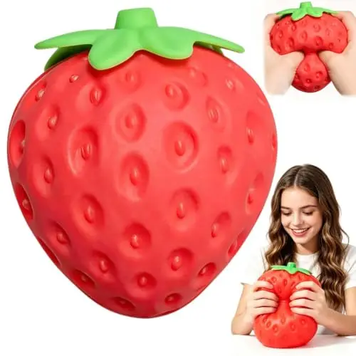 Brinquedo Gigante de Morango Macio e Apertável, Bola Antiestresse de Crescimento Lento Extra Grande, Brinquedo Sensorial para Alívio do Estresse, Presente de Fruta para Adultos
