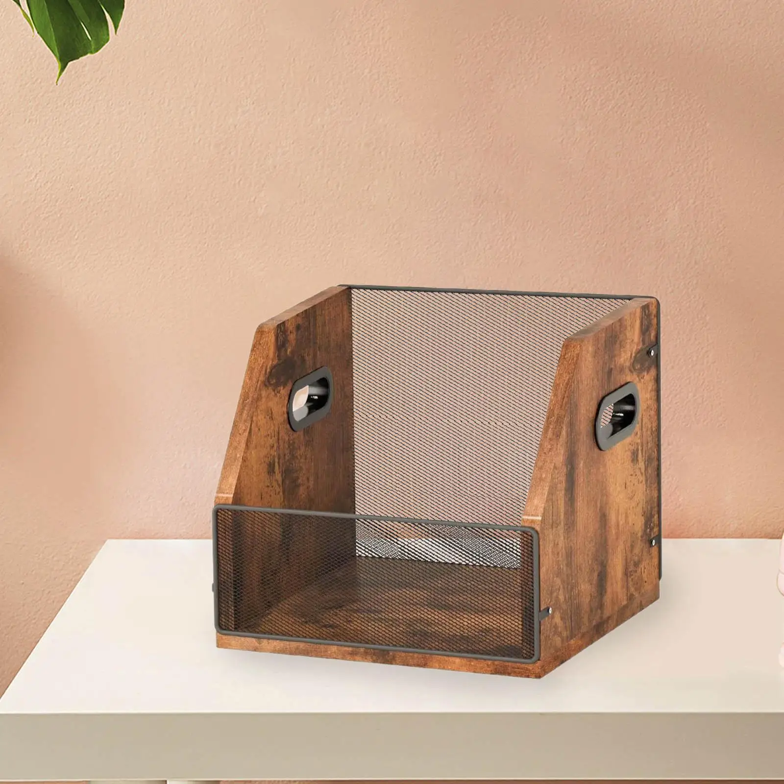 

Vinyl Record Box Case Crate Practical Desktop Iron Wood Vinyl Records Storage Holder for files Newspapers CD Books Living Room