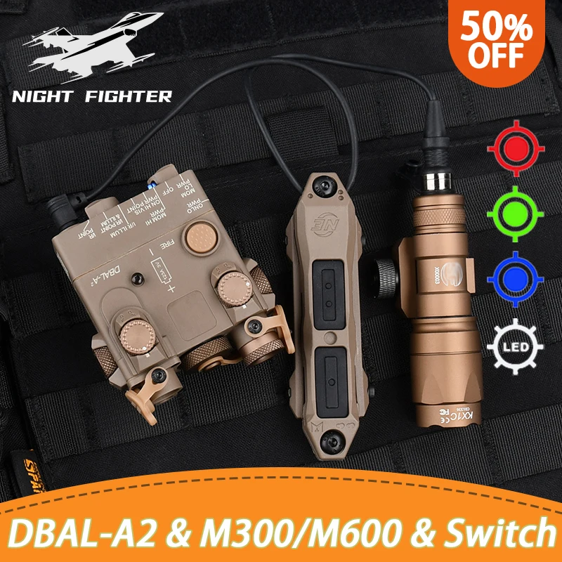 Tactical DBAL-A2 Red Green Blue Pointer Sight M300A M600C Surefir Flashlight Weapon Airsoft Accessroy With Dual Pressure Switch