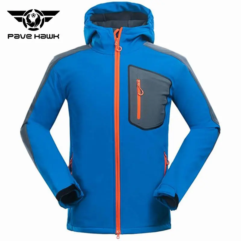 Men Soft Shell Jacket Waterproof Windproof Polar Fleece Warm Coat Outdoor Camping Fishing Hiking Jacket Breathable Hooded Coat