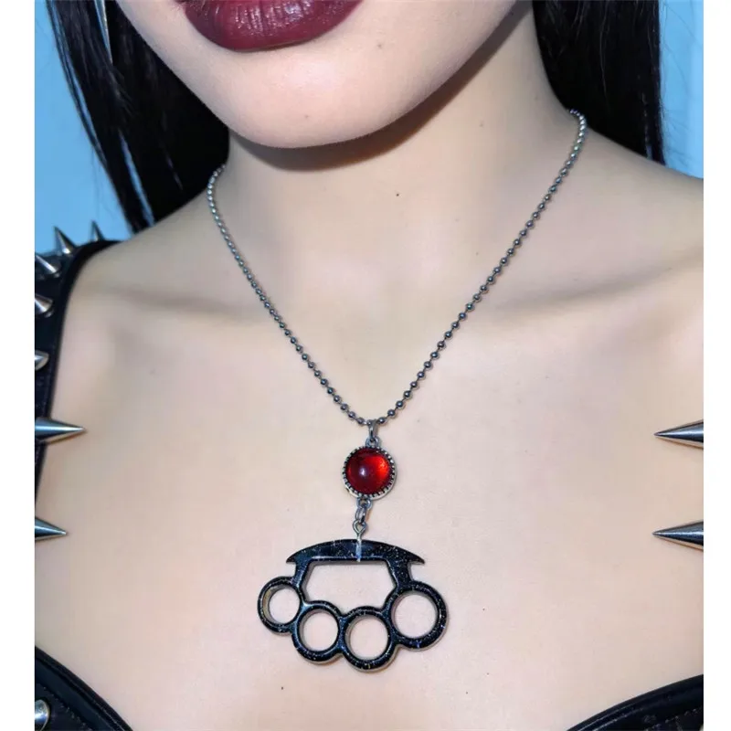 Punk Glitter Y2K Subculture Necklaces Spicy Girl Niche Design Boxing Gloves Pendant Necklace Men and Women Best Friend Gift