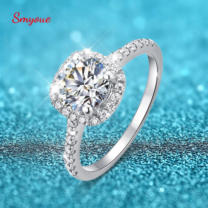 

100% Moissanite Rings 1CT 2CT 3CT Brilliant Diamond Halo Engagement Rings For Women Girls Promise Gift Sterling Silver Jewelry