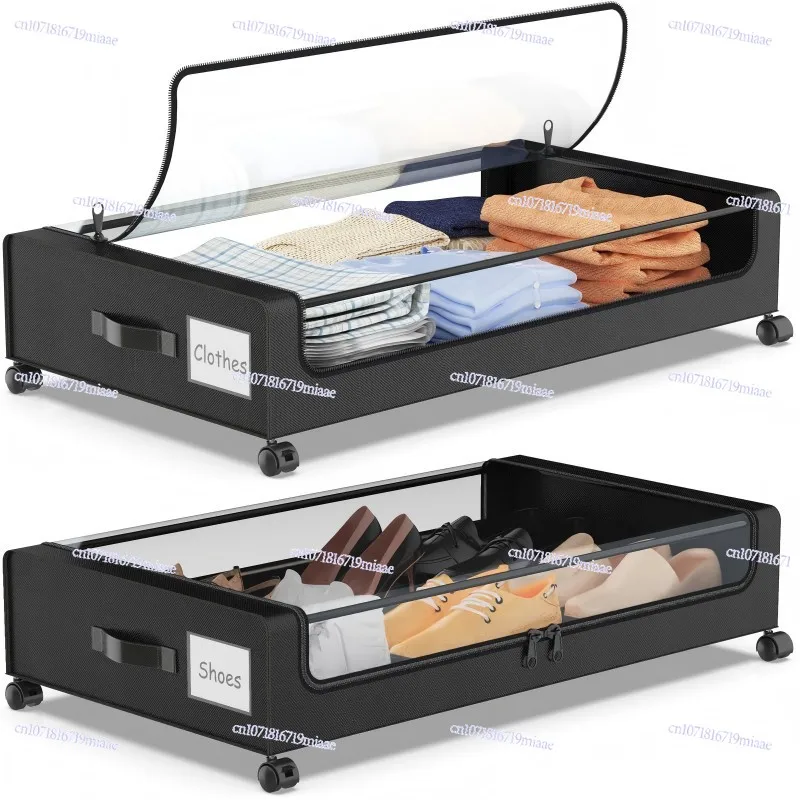 

Dust-proof Rack Storage ******der The Wheelbed with Cover Under The Bed Fabric Clothes and Shoes Mobile Storage Box