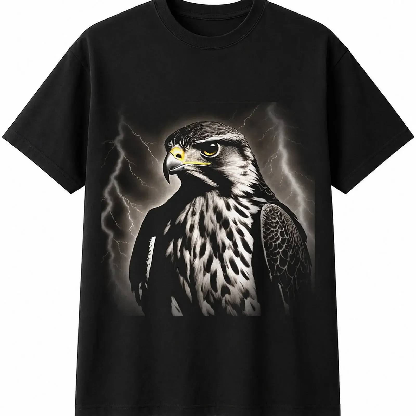 Falcon Charcoal Bird Mens T Shirt Black 100 Cotton Wildlife Birthday vintage Washed Stretched graphic Slightly Stylish fashion