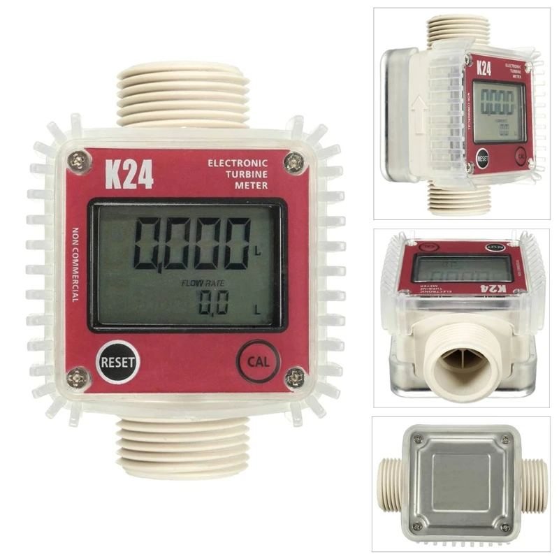 K24  Digital LCD  Flow Meter for turbine Fuel Flow Tester Liquid Flow Meter  Drop Shipping