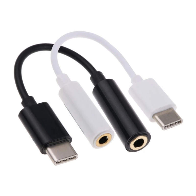 Set of 2pcs Type C Input 3.5mm Port Output Cable USB C to 3 5mm Adapter Cord Wire Tablet Phone Accessory