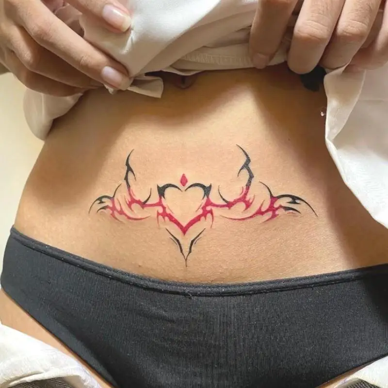 Tatuaje de súcubo Sexy, conjunto de pegatinas, tatuaje falso duradero para mujer, Hotwife, tatuaje temporal, Tatuajes artísticos para Abdomen, Tatuajes impermeables