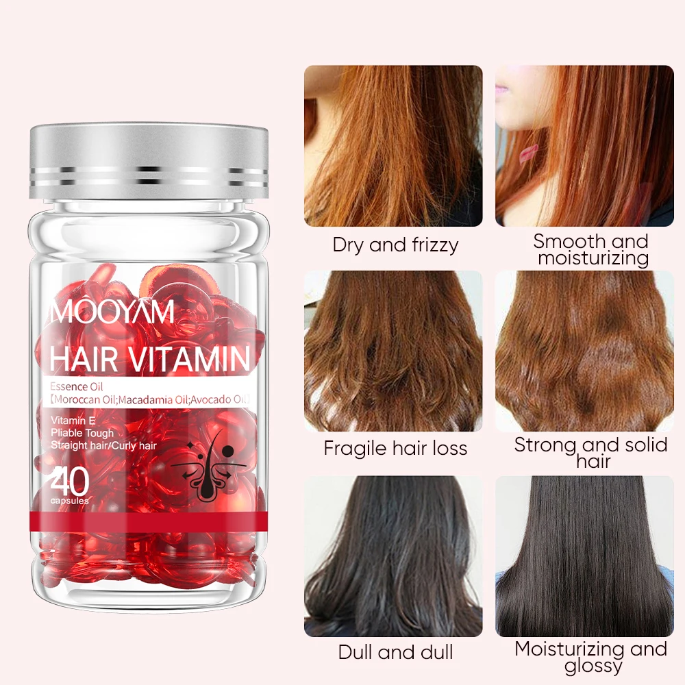 40 Capsules Hair Vitamins Repair Growth Oil Moisturizing Treatment Capsule Hair Serum Hair Oil Capsules