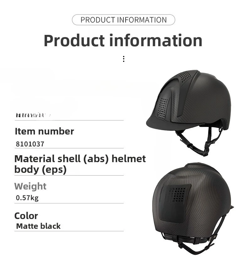 Ruiterhelm, helm van koolstofvezel, volledig mat, rijharnas 8101037