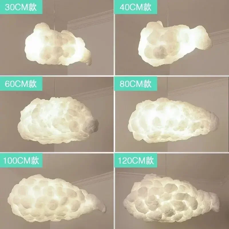 White Cloud Chandelier Modern Creative Personalized Art Cotton Cloud Sky Decorative Light Living Room Bedroom Ceiling Chandelier