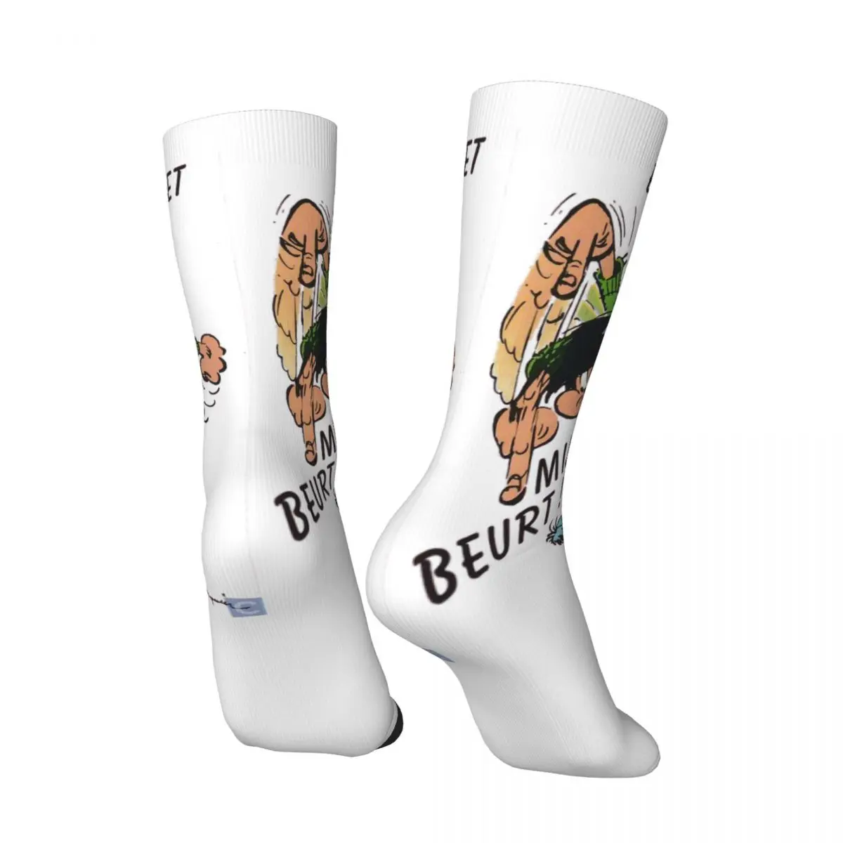 Happy Funny Men's compression Socks Mijn Beurt Vintage Harajuku Gaston Lagaffe Comics Hip Hop Novelty Casual Crew Crazy Sock