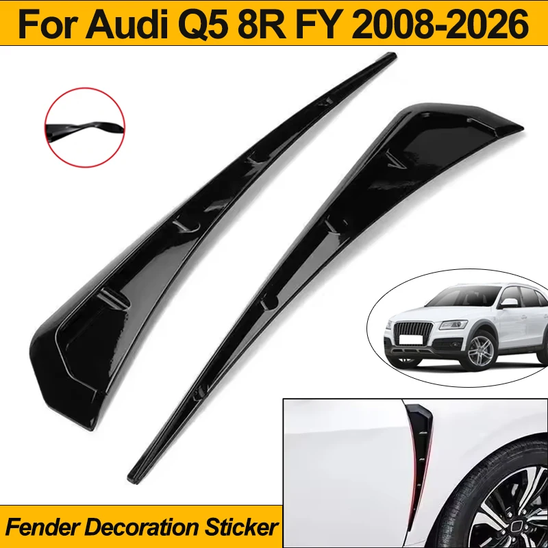 For Audi Q5 8R FY 2008-2026 2Pcs Side Fender Spoiler Wind Knife Side Gills Air Vent Decor Stickers Car Styling 2009 2010 2025