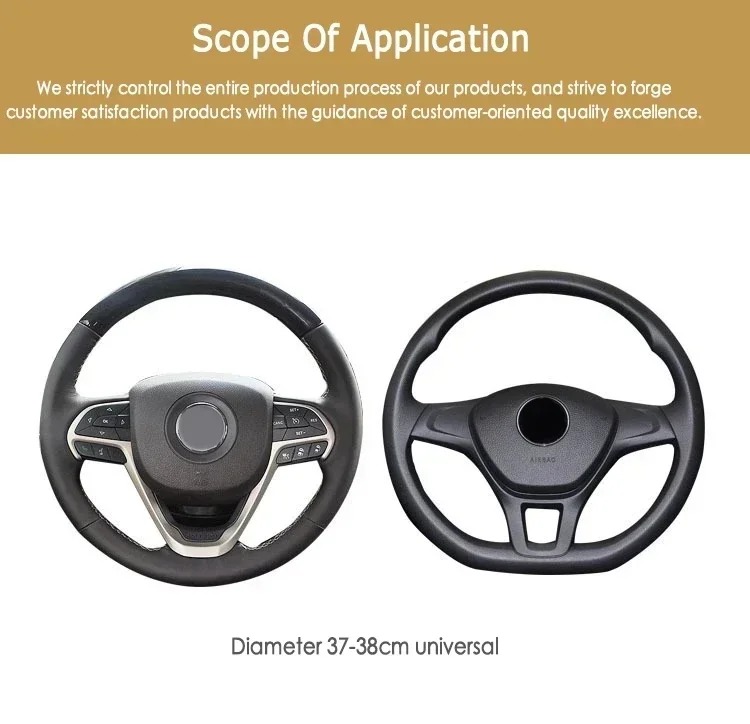 Universal Leather Car Steering Wheel Cover for Peugeot 108 206 207 208 301 307 308 407 2008 3008 4008 508 Anti-Slip Dust-proof