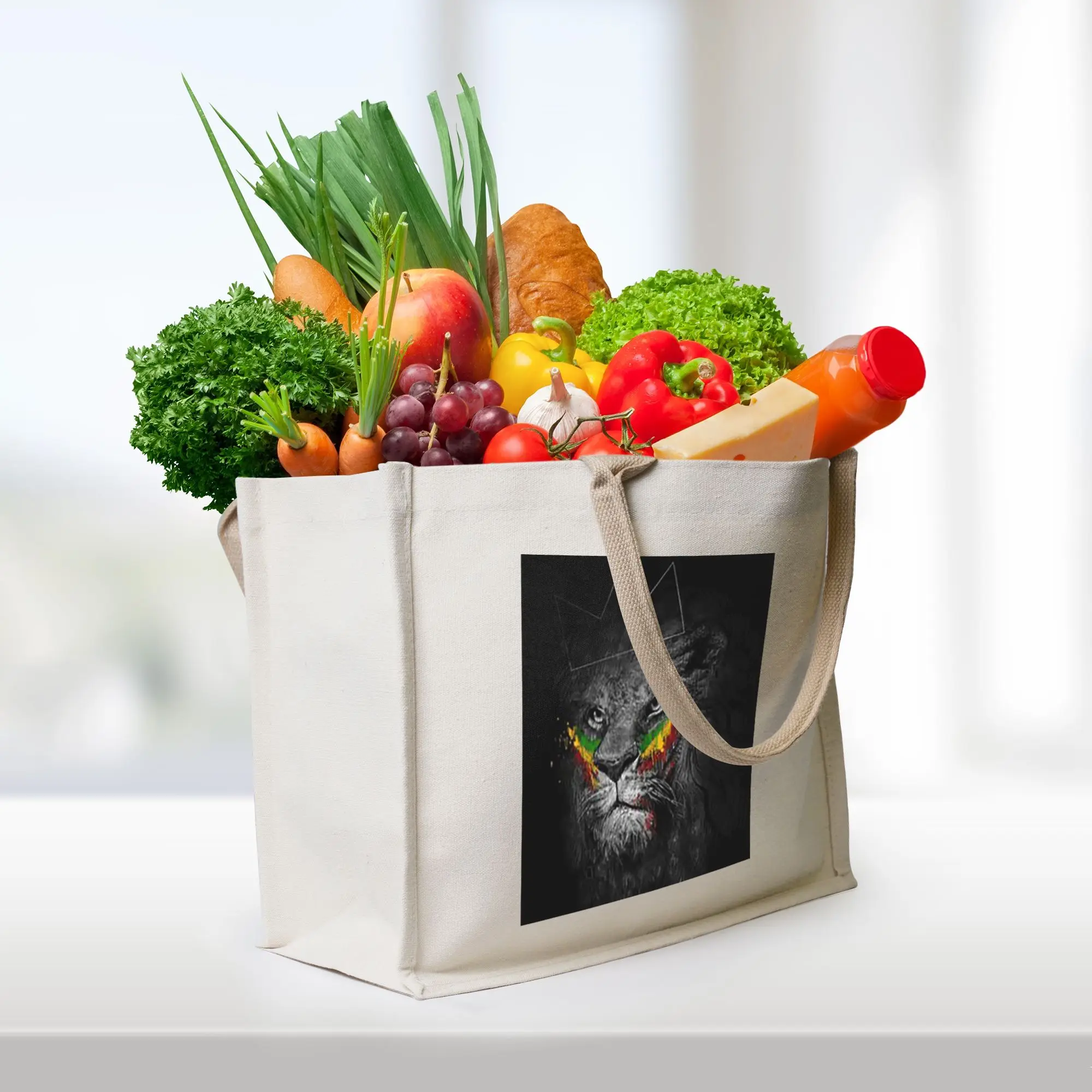 

Сумка-шоппер из холщовой ткани Rastafarian Amaiquina Reggae Rasta Lion Street Skullies, женская сумка через плечо, дорожная сумка-тоут