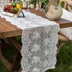 Vintage Lace Table Runner  French Romantic White Table Runners Home Restaurant Festival Dining Table Wedding Party Decoration