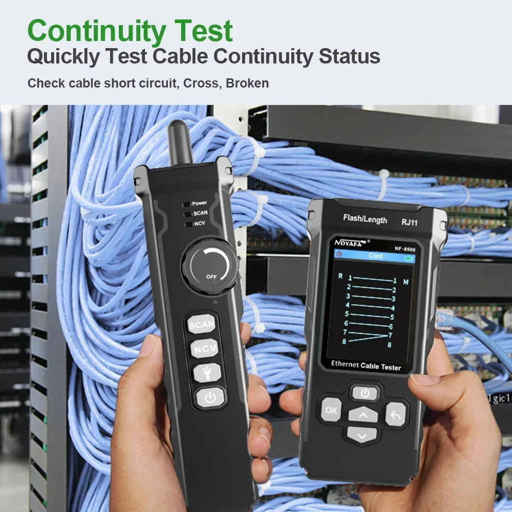 Network Cable Detector Advanced Network Cable Tester with Color Screen Multifunctional Ncv Poe Ping Ip Scan for Network