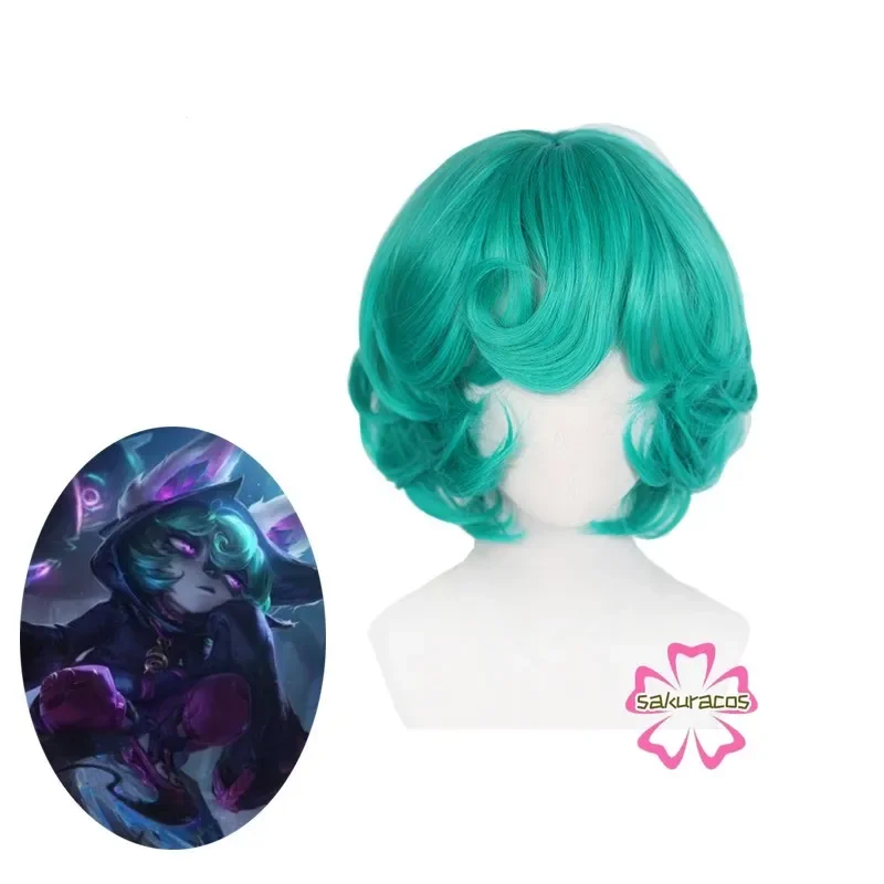 

Game LOL The Gloomist Vex Cosplay Wig Green Short Wavy Hair Cosplay Wigs Heat Resistant Synthetic Hair Halloween Costume