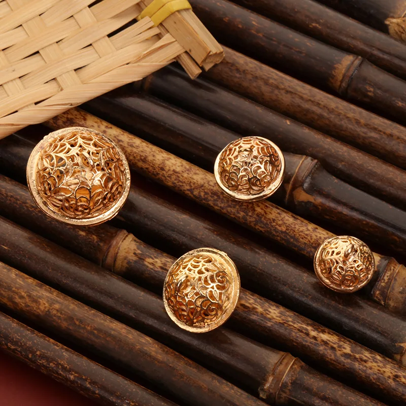 Китайский ретро золотой полый колокольчик DIY древний стиль ювелирные материалы ремесленные аксессуары аксессуары для ручной работы