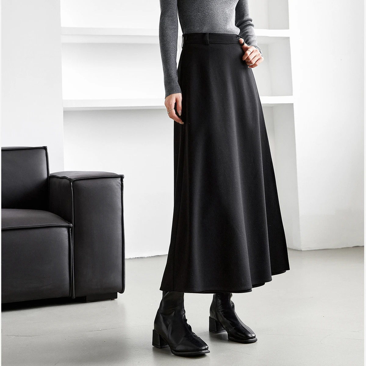 VIMLY Women's Black Long Pants Casual Draped Wide Leg Ladies Trousers Office Wear Zip Up High Waist Loose Female Pants M9588