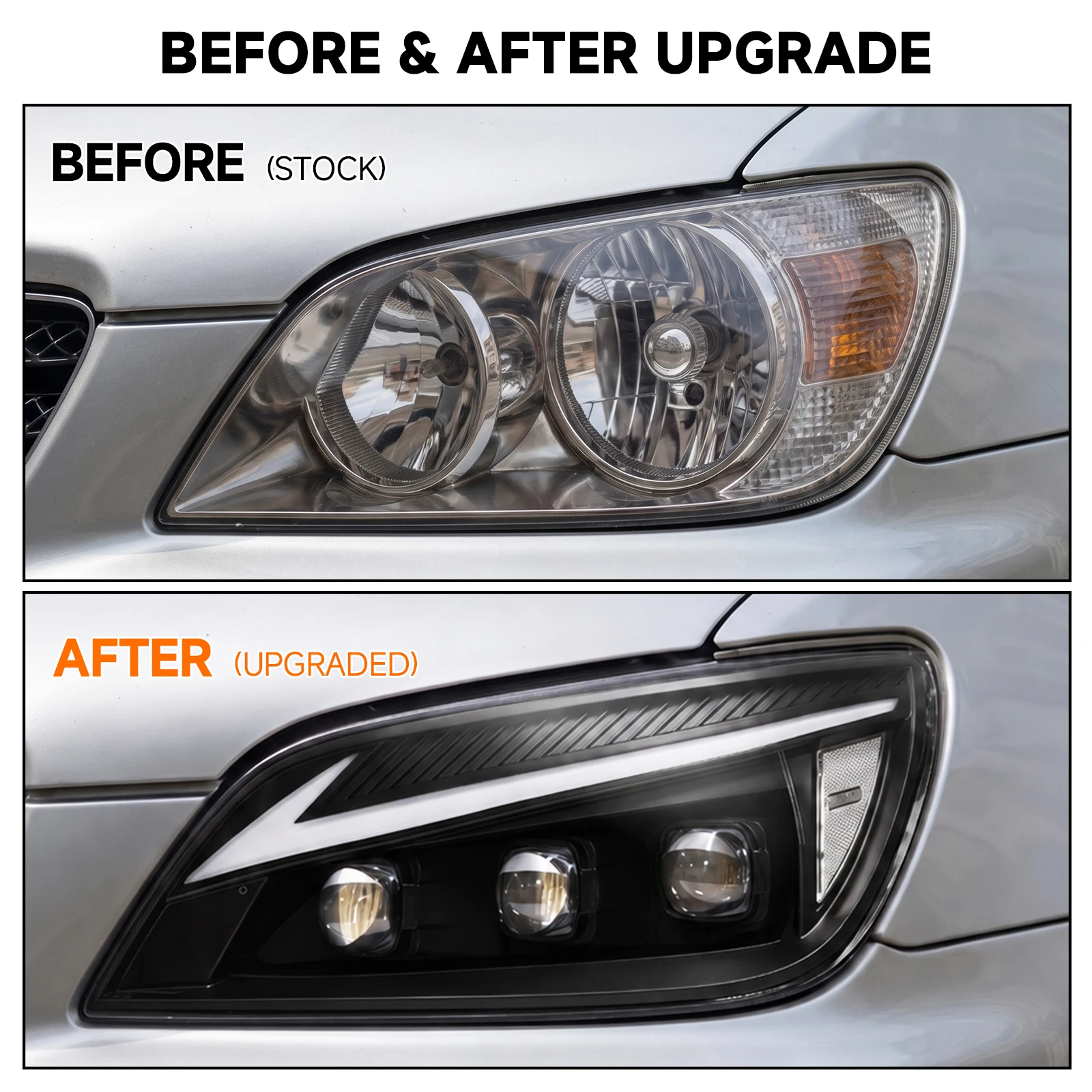 For Lexus IS200 2001-2005 2PCS LED Headlights Sequential Turn Signal Plug&Play Front Light Upgrade Replacement Headlamps