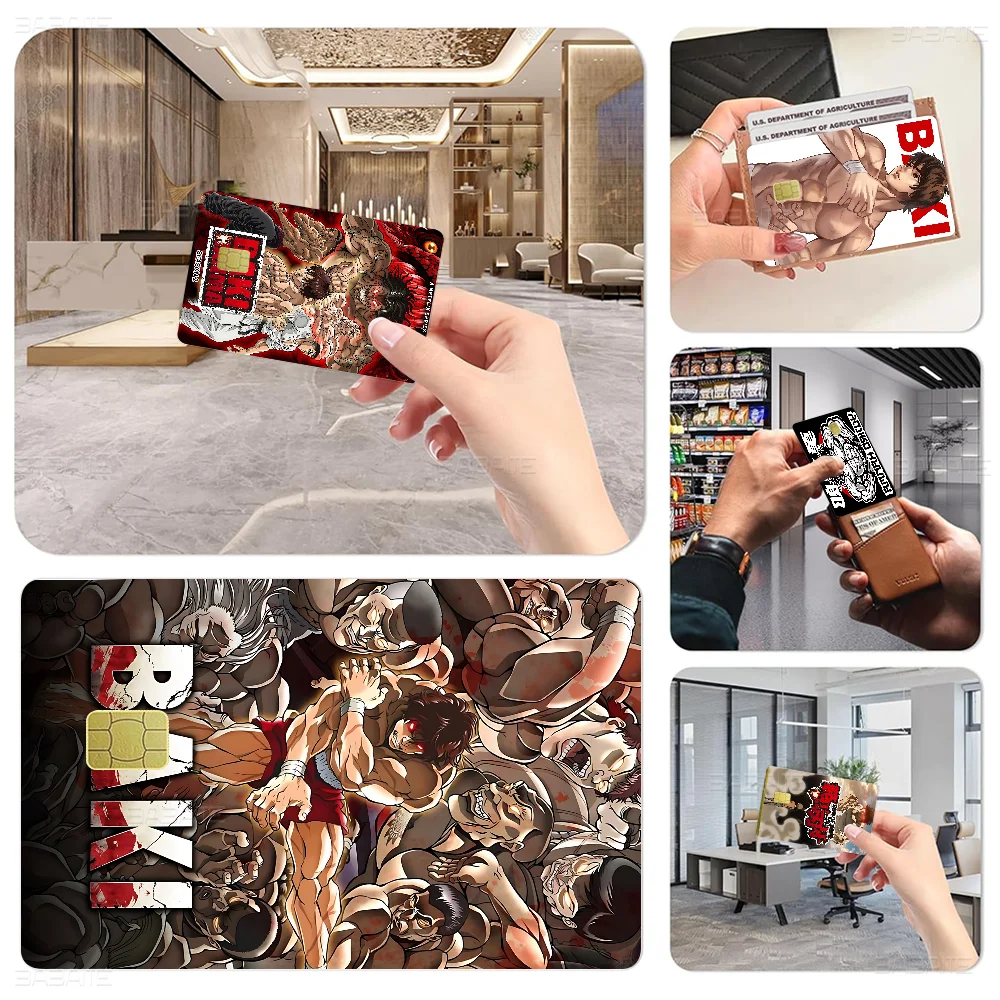 Muscle Men Anime B-Baki The G-Grappler Different Styles Poker Sticker Film Tape Skin For Credit Card Debit Card Big Chip