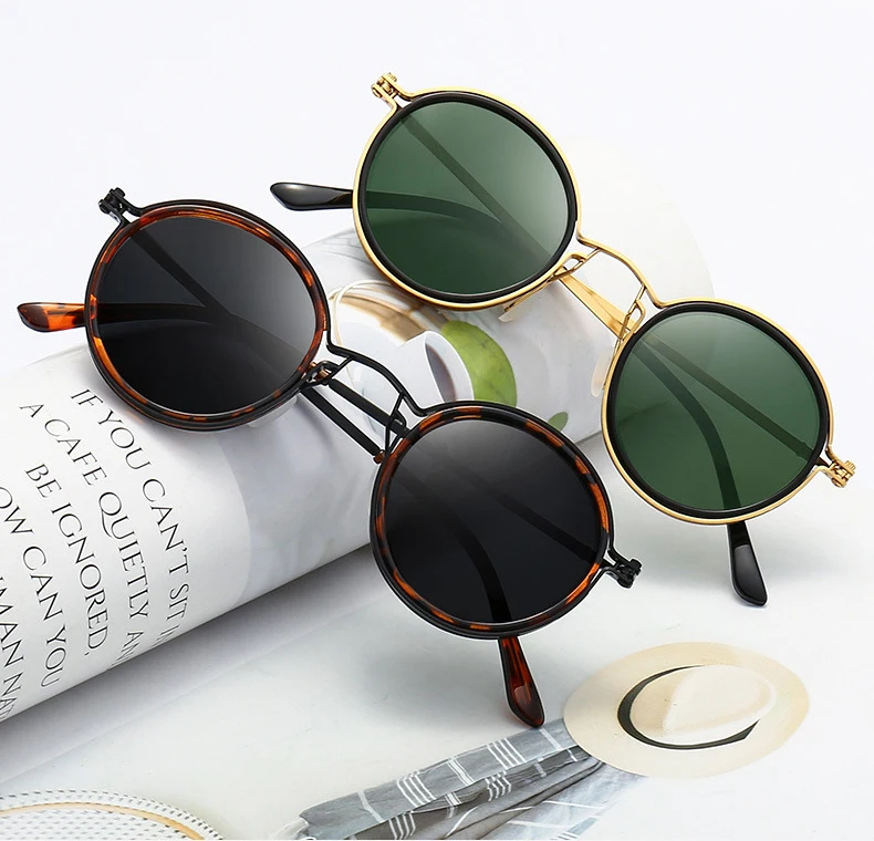 Neue 2026 Vintage Polarisierte Sonnenbrille für Herren Runde Retro-Sonnenbrille Hochwertige Legierung Brillen zum Fahren und Angeln – Detail 4