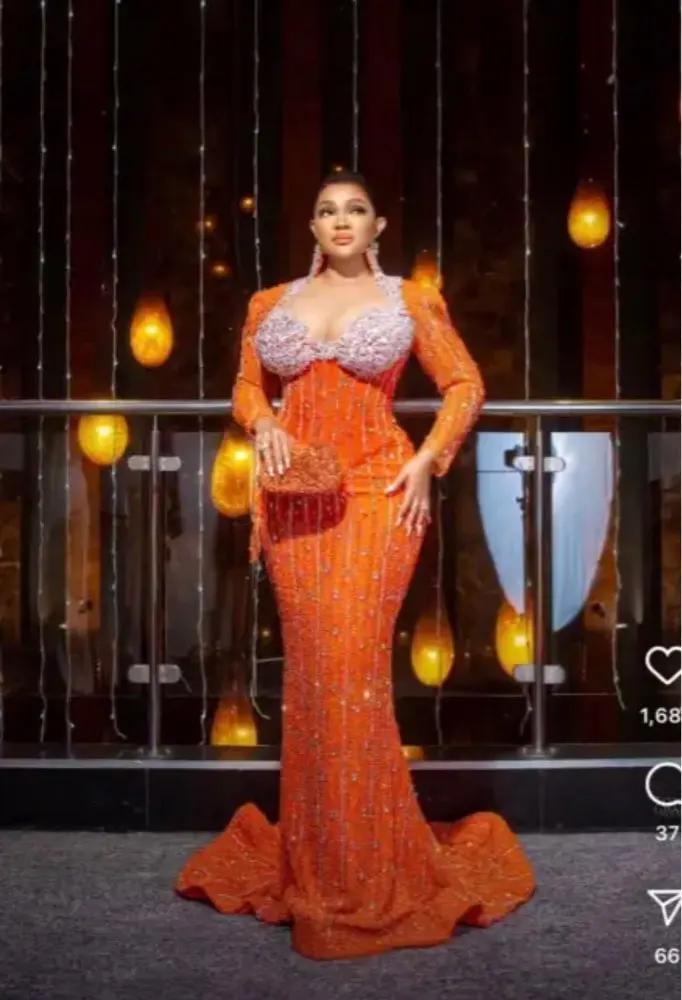 فستان سهرة بحورية البحر بأكمام طويلة من Orange Aso Ebi فستان حفلات سهرة برداء السهرة