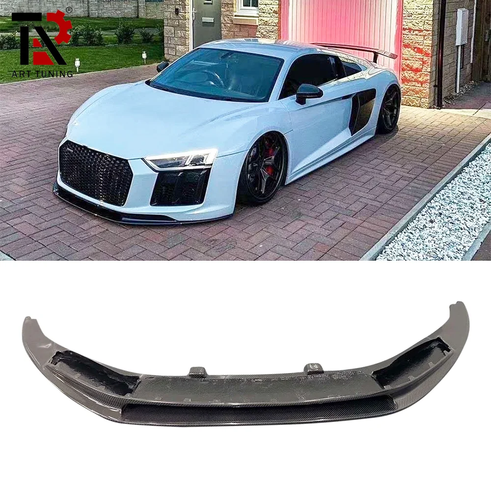 

R8 Carbon Fiber V-style Front Bumper Lip Front Spoiler Splitter Conversion Kit For Audi R8 Front Lip Body Kit